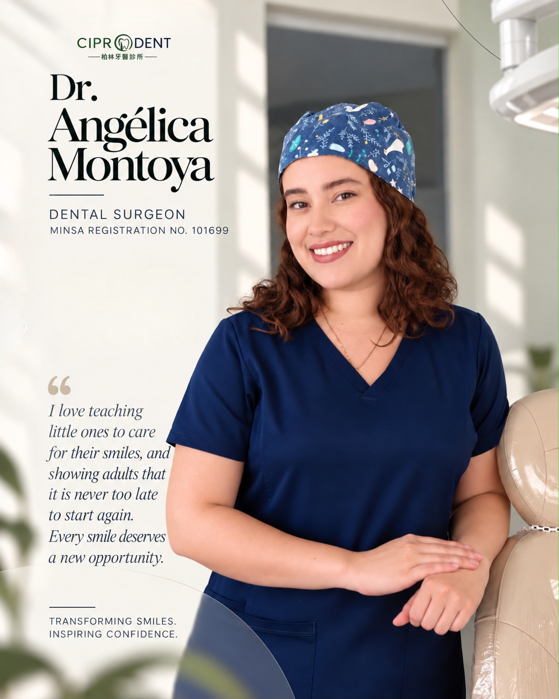 Introduction to Dr. Angélica Montoya, dental surgeon at Ciprodent